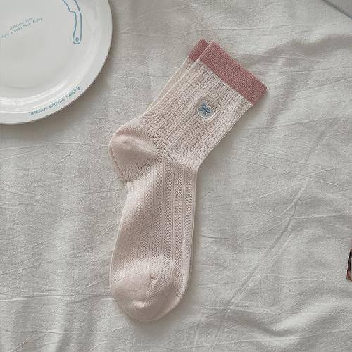 Summer Thin Mesh Breathable Women Socks Bow Embroidery Japanese Kawaii Cute Socks Women Korean Style Girls Cotton Long Socks Sox