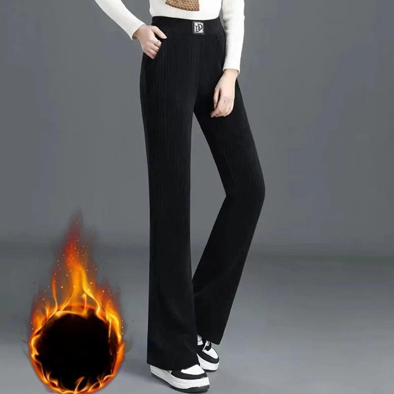 

Широкие брюки из синели для женщин на осень и зиму, новый стиль, плюшевые брюки для женщин, драпированные, утолщенные, прямые, повседневные брюки 4XL