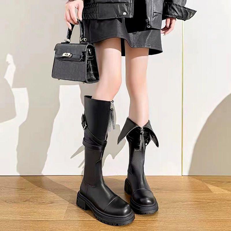 Premium sense versatile Xiaoxiangfeng Martin boots French comfortable round head two wear high boots children 2025 new models