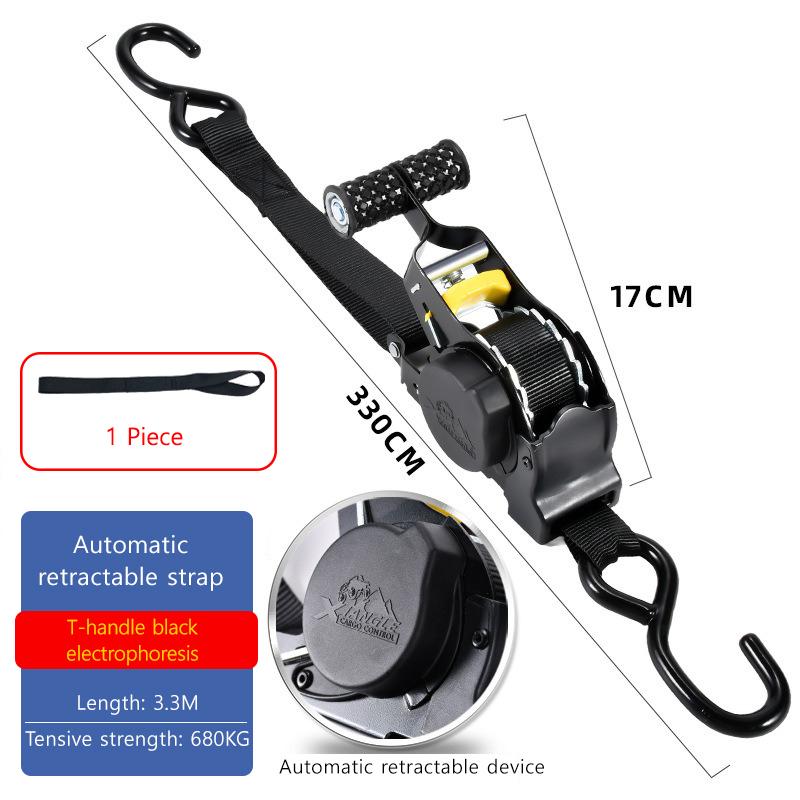 Retractable Ratchet Tie Down Strap Ratchet Straps Heavy Duty 680KG Break Strength for Truck Cargo Trailer Motorcycle
