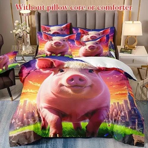Cartoon Pig Duvet Cover Duvet Cover With Cartoon Pig Pattern Suitable For Children Kids And Adults Soft Warm And Breathable
