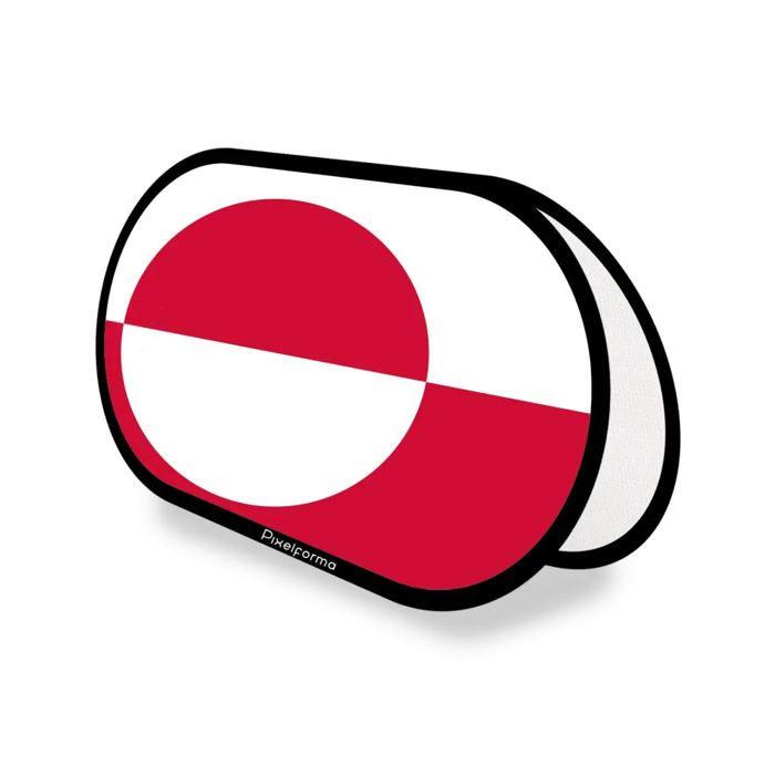Drapeau Ovale - Groenland - 70 x 120 cm - Polyester - Impression recto/verso - Pliable rétractable