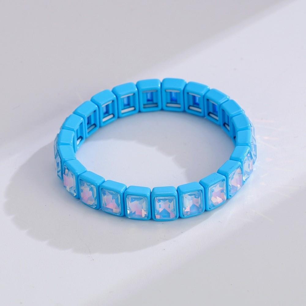 Elastic Zirconia Enamel Bangle Colorful Macaron-colored Bracelet Women Rainbow Beaded Bracelets