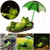 Frogs Umbrella LED Sculptures Light Resin Frogs Garden Outdoor Decor Statue Outdoor Frogs Figurines Light Garden Decoration Gift