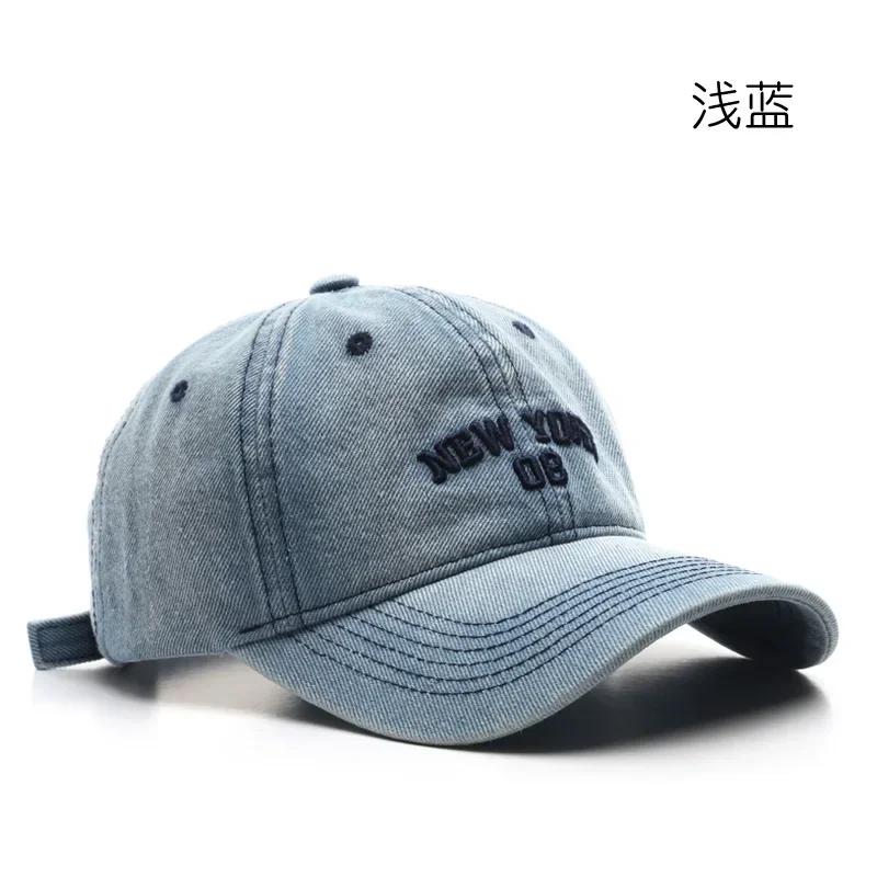 Baseball Cap Four Seasons Washed Denim Embroidery Hat Men and Women NEW YORK Cotton Fashionable Couple Relaxation Peaked Cap