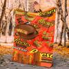 Reeses Peanut Flannel Blanket Soft Warm All-Season Throw, Design for Camping, Car Travel, Hiking Sofa, Bed, Office Perfect Gift for Parties
