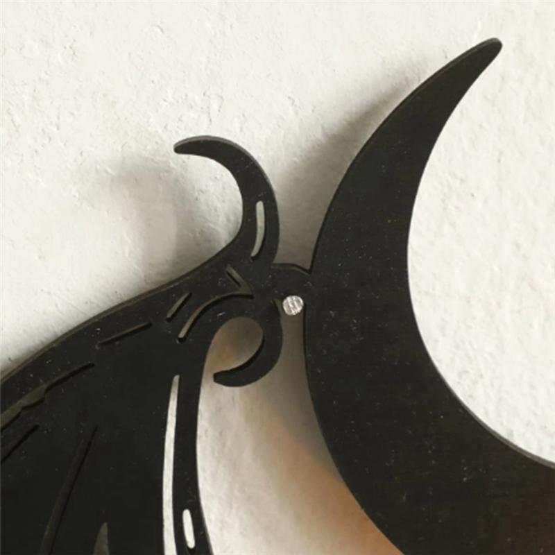 VOFUN-Black Wooden Wall Shelf Gothic Bat Moon Profiling Hollow Pattern Floating Shelf Crystal Holder Goth Witch Room Decor