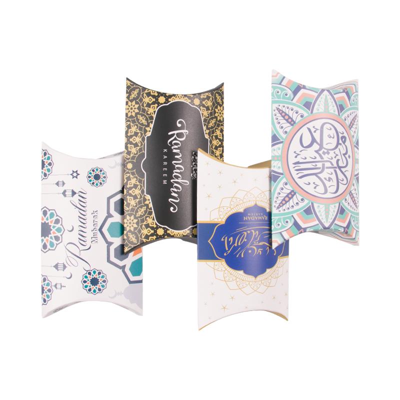 10pcs Eid Mubarak Pillow Shape Candy Boxes 2024 Ramadan Kareem Decoration Kraft Paper Gift Box Packing Bax Islamic Muslim Party