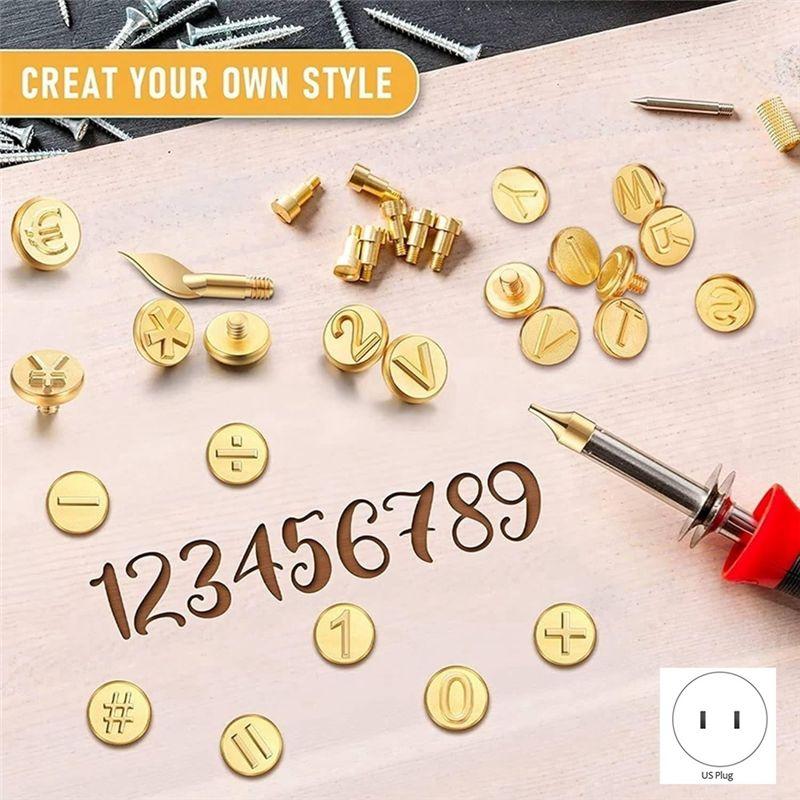 M-Modern-26 Pcs Wood Burning Kit DIY Wood/Leather Burning Kit Parts Tool With Letters, US Plug