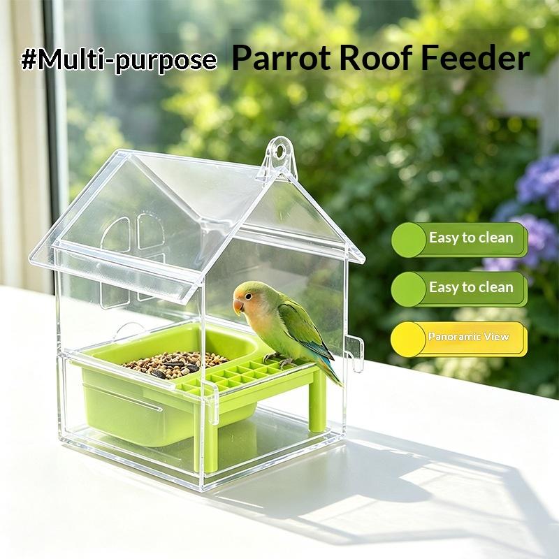 Hanging Parrot Feeder Prevent Scattering Bird Feeding Bowl Multifunction Bird Bath Parakeet Bathtub Bird Cage Accessories