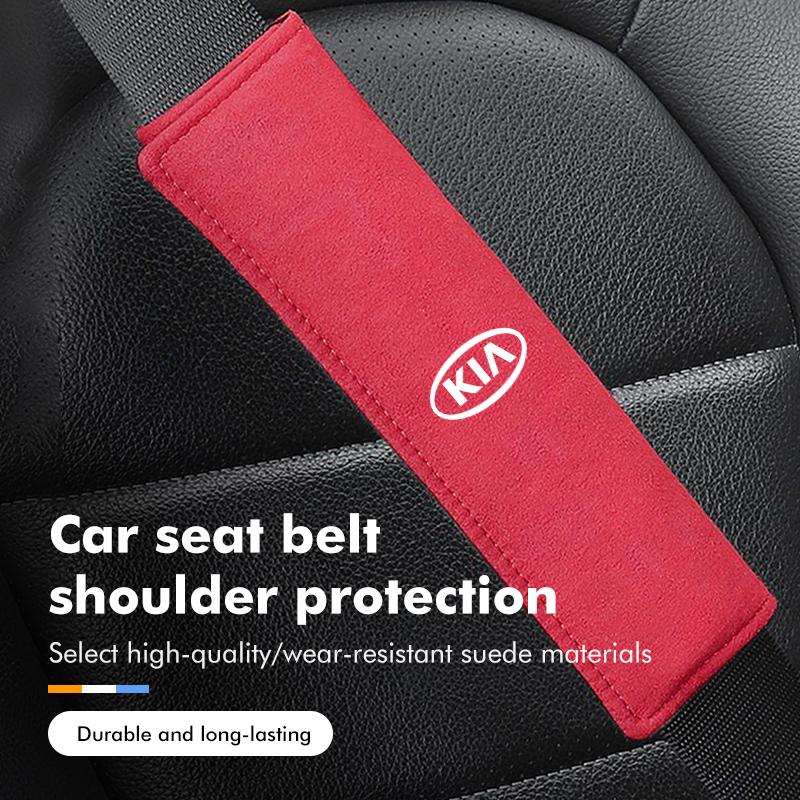 OUXU2 For KIA Car Logo Seat Belt Cushion Safety Belt Shoulder Protector Pads Stinger Optima Cerato Soul Venga Forte Spectra Sedona