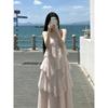 In Stock At the Actual Price, Korean Gentle Wind Lace Beautiful Back Suspender Dress, Spring New Holiday Wind Cake Long Dress for Women