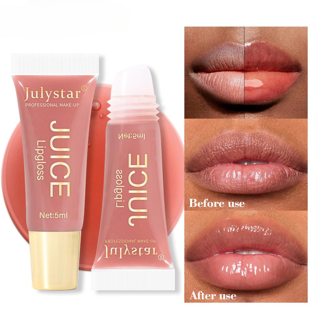 Juice Glossy Lip Oil Set, 6 Colors of Hydrating Fruit-Flavored Lip Gloss, Non-Sticky with Natural Moisturizing Ingredients