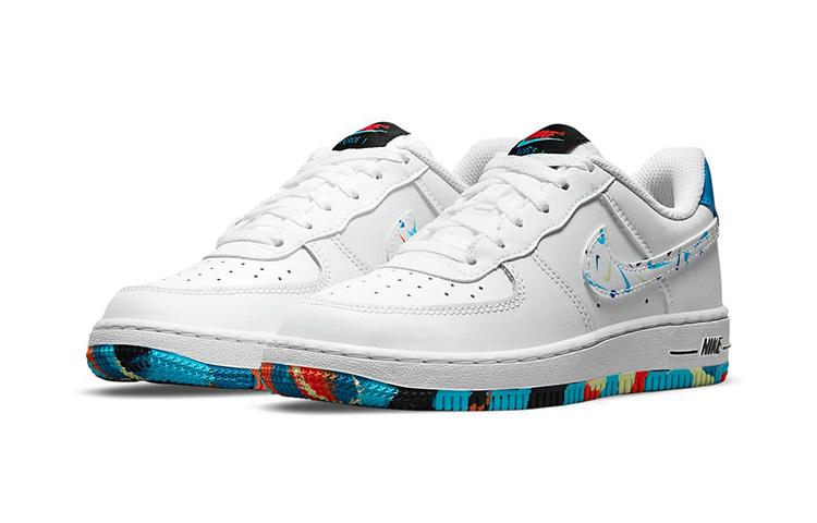 Nike Air Force 1 LV8 3 Scarpe da Skateboard Basse Casual Bianco Blu Nero Bambini Età 3-7 Anni DM7598-100