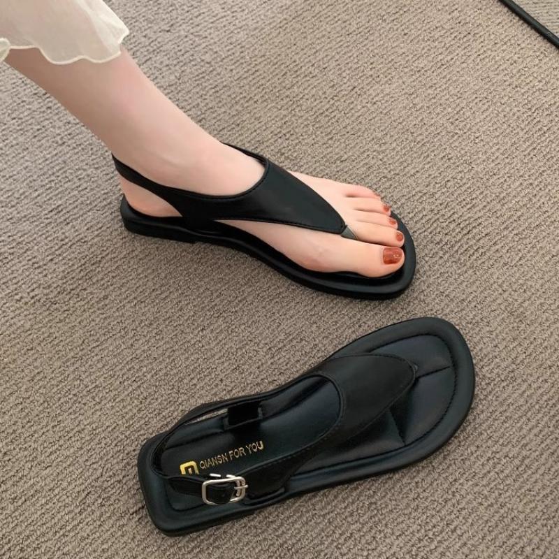 French Style Women's Gladiator Sandals - Summer New Soft Flat Thong Sandals, Versatile Beach to Street Roman Shoes for Dress Outfits
