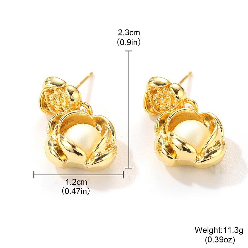 

Original S925 silver needle earrings, high-end French three-dimensional flower stud earrings, temperament retro ear jewelry, niche fashion