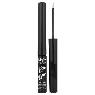 NYX Professional Makeup, Epic Wear, Voděodolné tekuté oční a tělové linky, 01 Černá, 3,5 ml (0,12 fl oz)