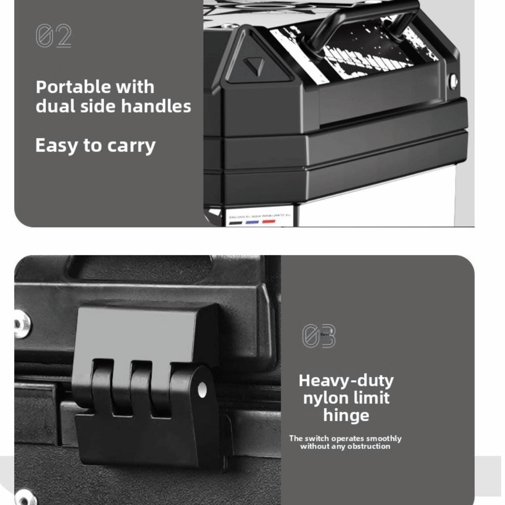 45L Capacity Motorcycle Trunk Thickened Electric Vehicle Durable Storage Storage Box Universal Fit