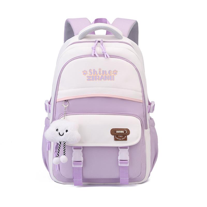 

Classic Black And White Patchwork Girls Waterproof School Bags For Children Backpack School Bag Printing Kids School Backpacks M фиолетовый