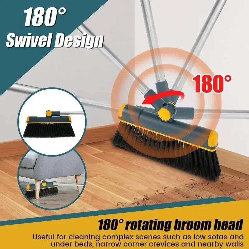 180 Degree Rotation Dustless Floor Soft Brush Home Cleaning Products Foldable Broom And Scoop Set Upright Dust Pan And Brush Set