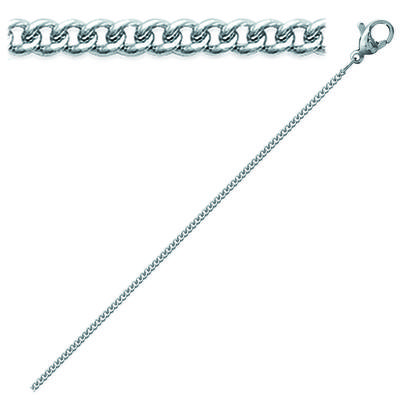 [J9390] – Silberne „Maille Curb“-Stahlkette – 45 cm, 1 mm