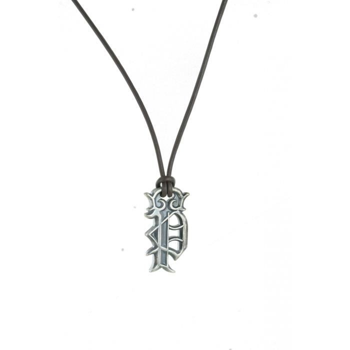 Collier Homme - Police - PJ.21917PLE/02 - Cuir Marron - Longueur 48-69 cm - Pendentif Vintage