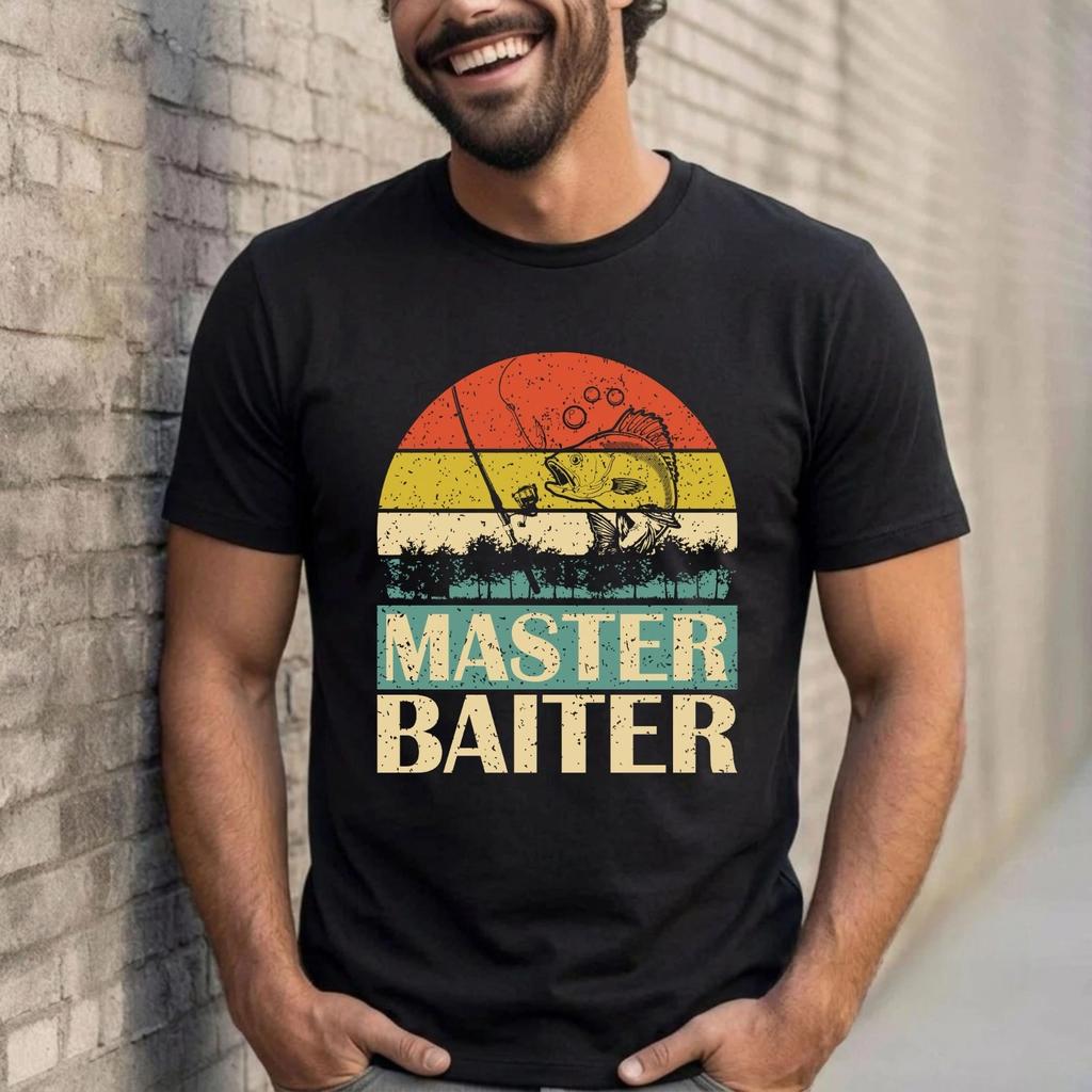 Master Baiter Fishing Unisex T-Shirt - Funny Vintage Retro Angler Fisherman Tee