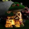 Fairies Tale Landscape Ornament Solar Lighted Illuminated Mushroom House Resin Statue Suitable For Outdoor Night Display