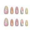 Seaside Sand Star Press On Nails Medium Almond Sweet Fresh For Ladies 30pcs Strip & Box