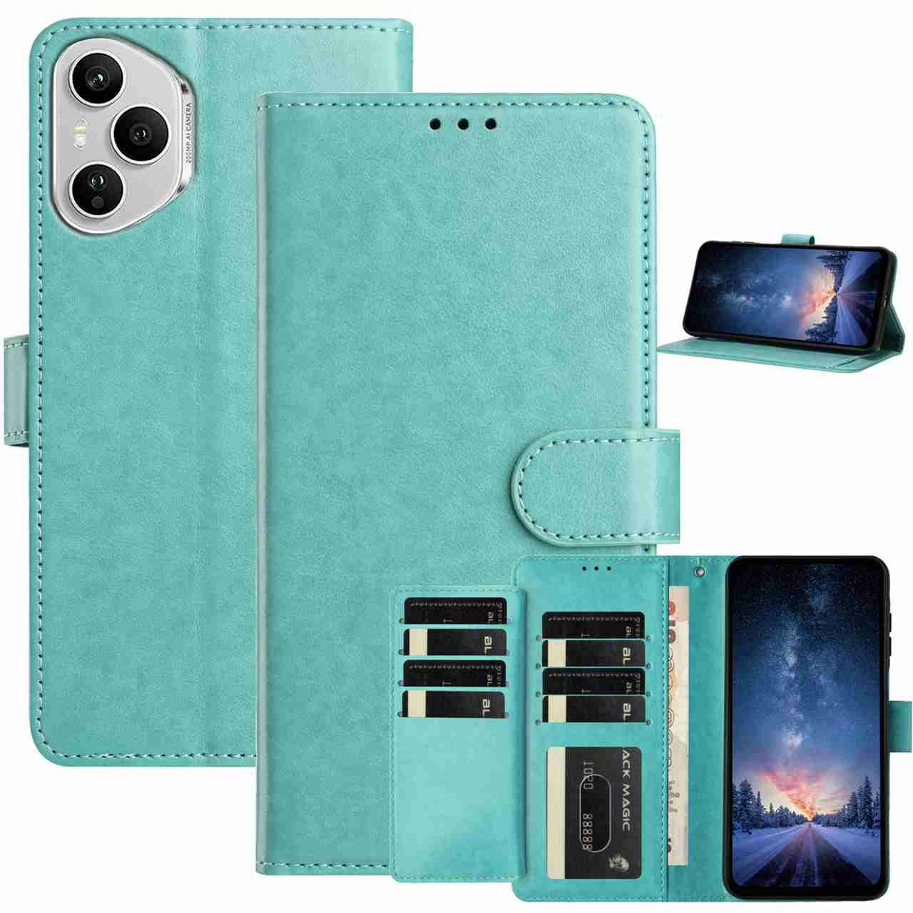 

Для Honor 400 Pro 5G (Глобальный) Чехол-кошелек с подставкой из искусственной кожи, откидная крышка-фолио с 8 отделениями для карт Green