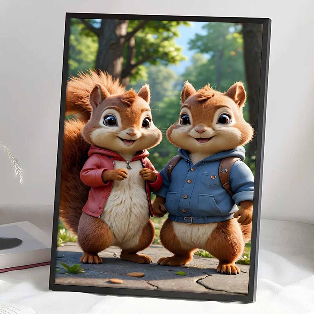 Diamond Mosaic Colorful Diamond Painting Two Squirrels Full Round Embroidery Cartoon Creative Hobbies Wall Decor