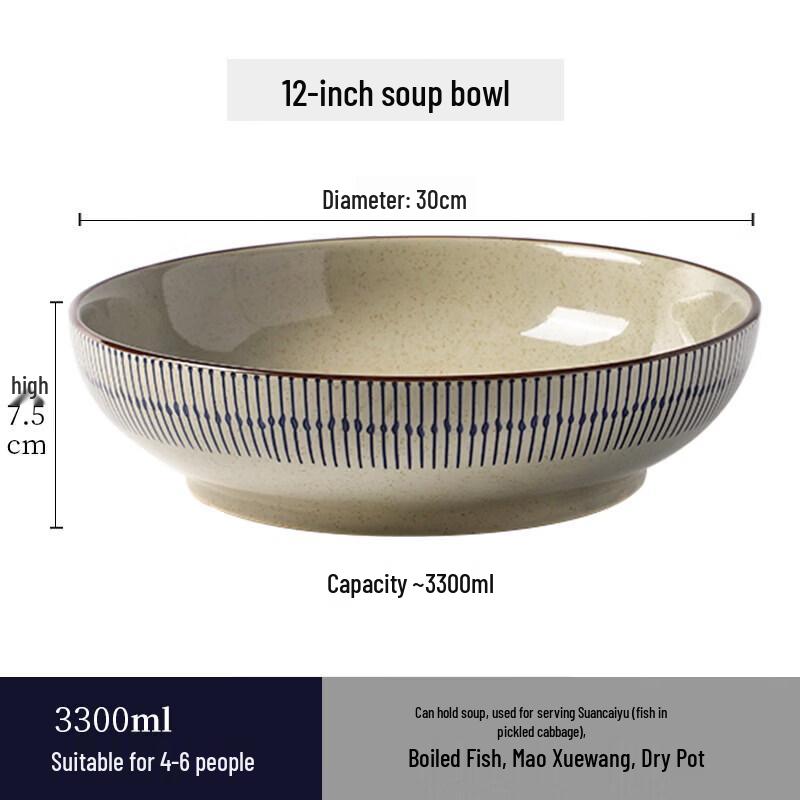 Qiwei Japanese Style Underglaze Ceramic Deep Plate