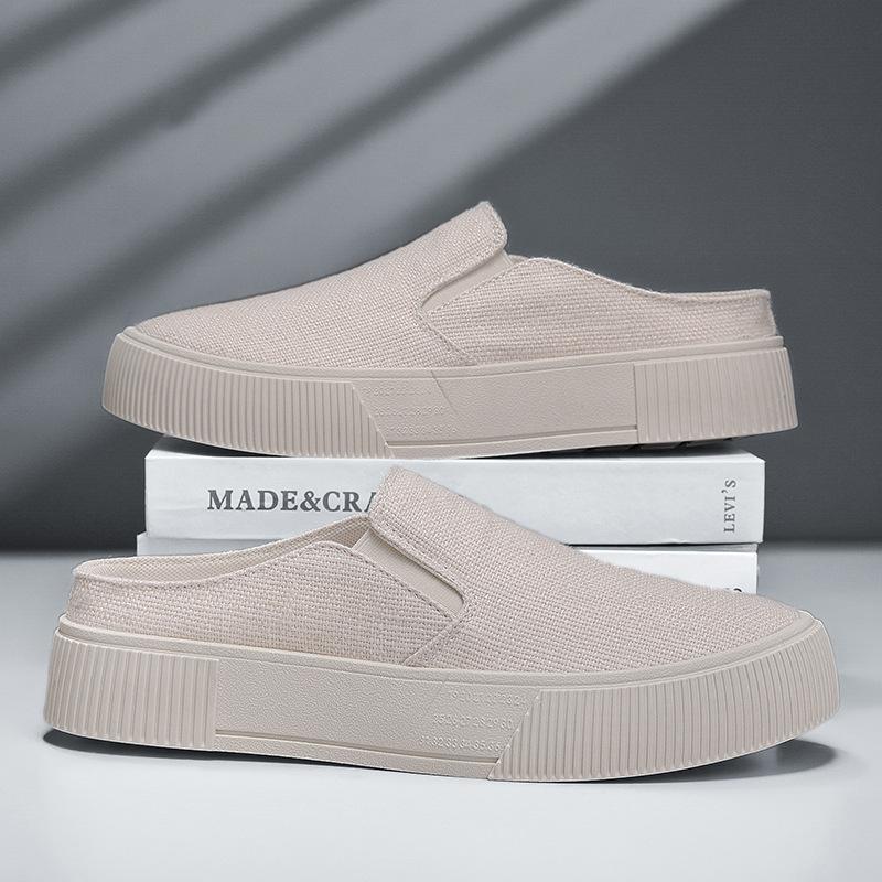 Summer Mesh Breathable Men's Shoes Trend Versatile Comfortable Simple Half Tray Fashion Board Shoes Personalized Black Pedal