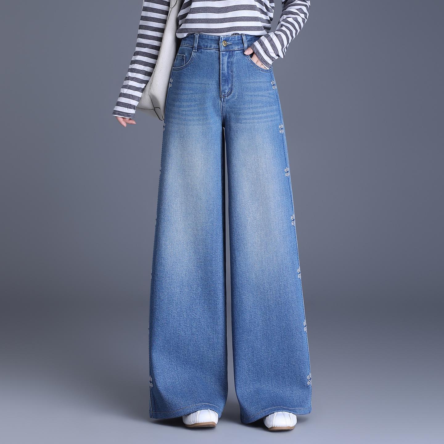2026 Spring Plus Size High-Waisted Wide-Leg Denim Pants - Women s Stylish Loose Fit 33