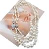 Empress Cixi Pearl Necklace: Three-Layer Magnetic Buckle in French Retro Style