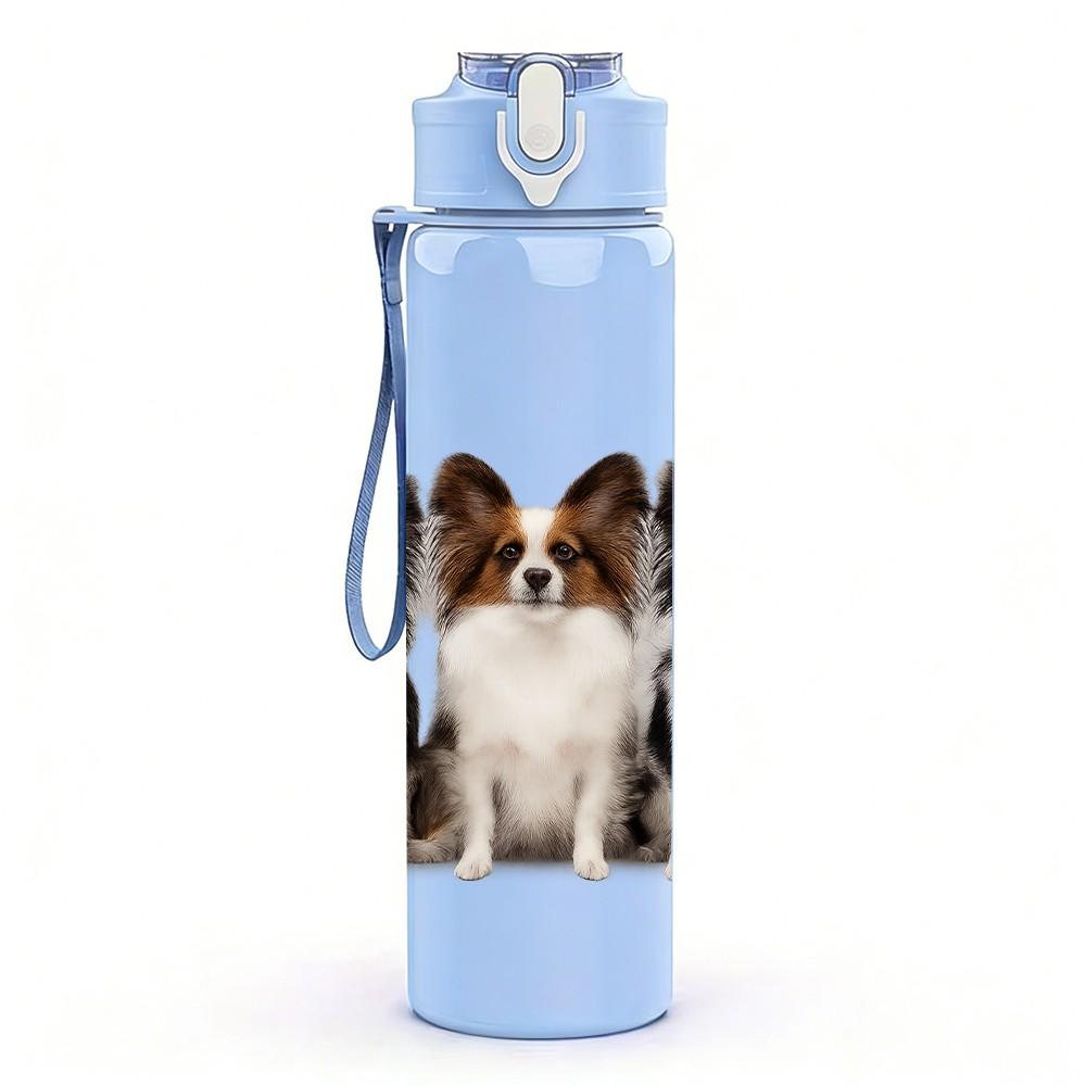 1PC Group Small Puppy Dog Portrait Print 750ml Color Plastic Sports Water Bottle Leakproof Flip Straw Lid Suitable for Sports Office Home Use