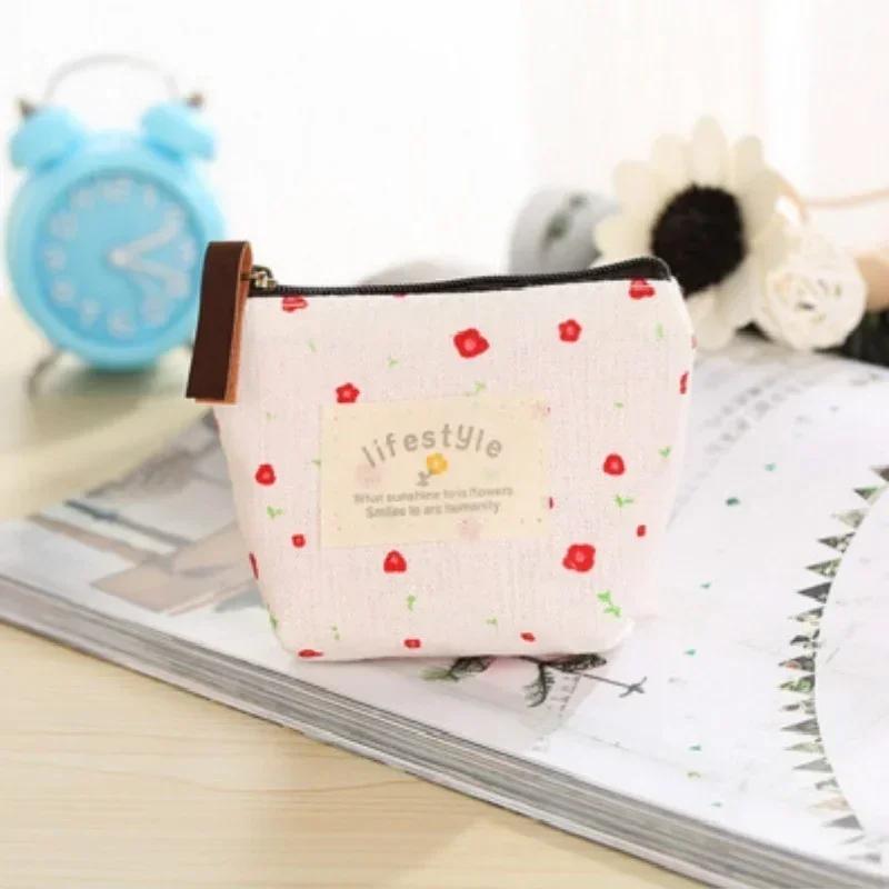 1 Pcs Pastoral Printing Cute Zero Wallet Source Creative Holding Coins Bag Data Cable Key Storage Bags Lovely Wallet