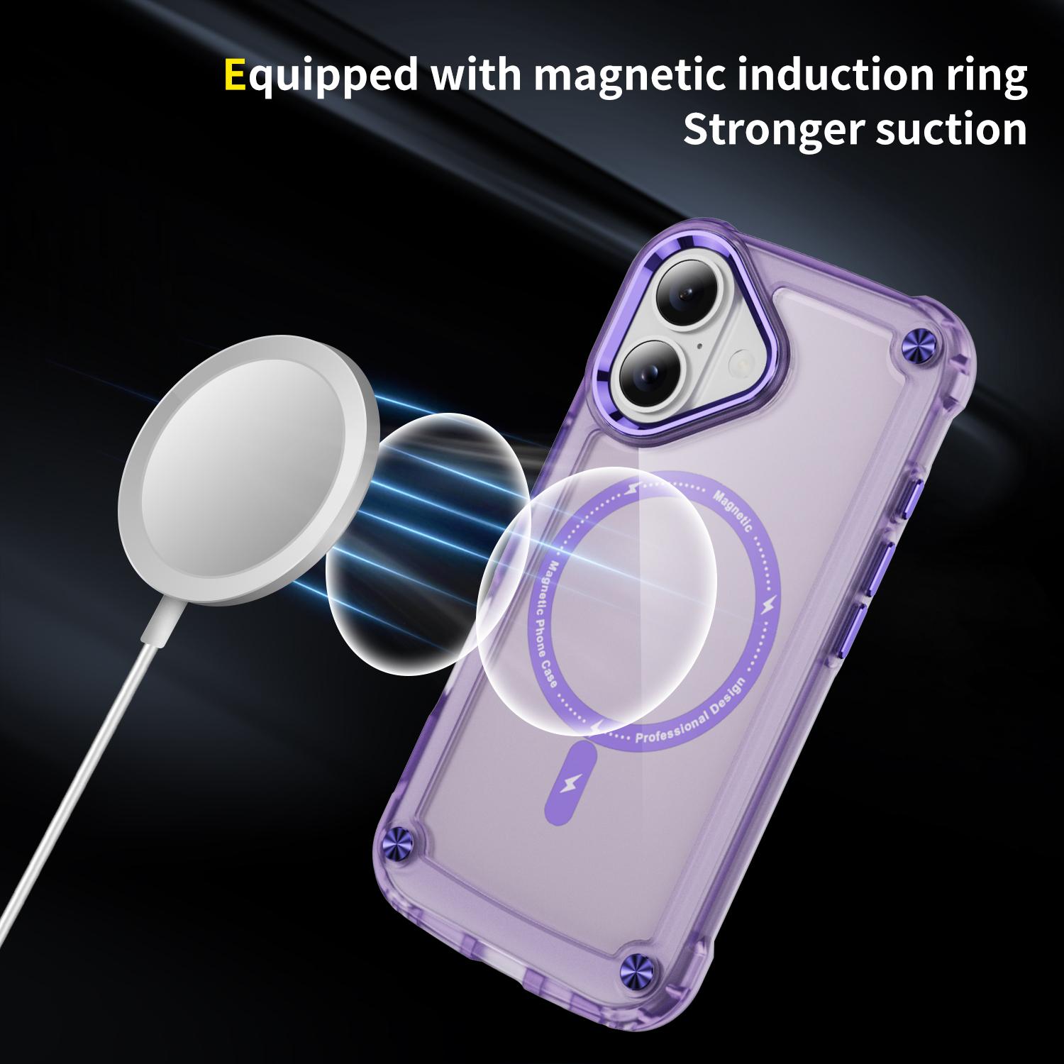 

For iPhone 16 Magnetic Case Translucent Phone Cover Compatible with MagSafe