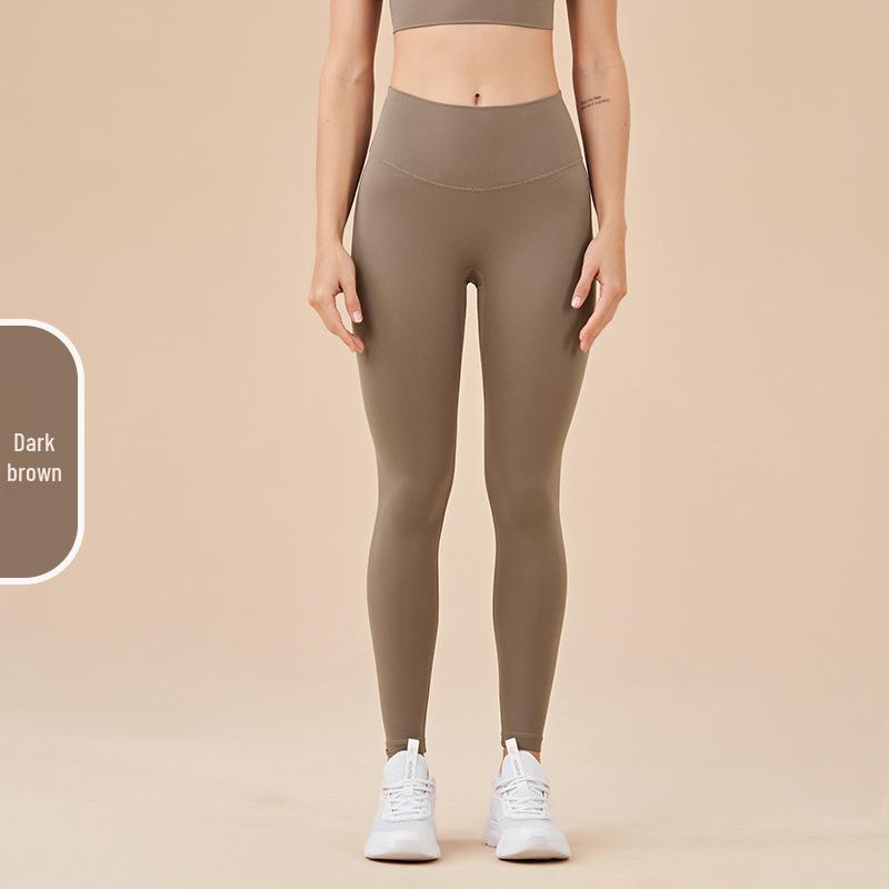 Pantaloni da Yoga da Donna a Vita Alta, Effetto Solleva Glutei Color Pesca - Senza Cuciture Visibili, Sensazione Nuda