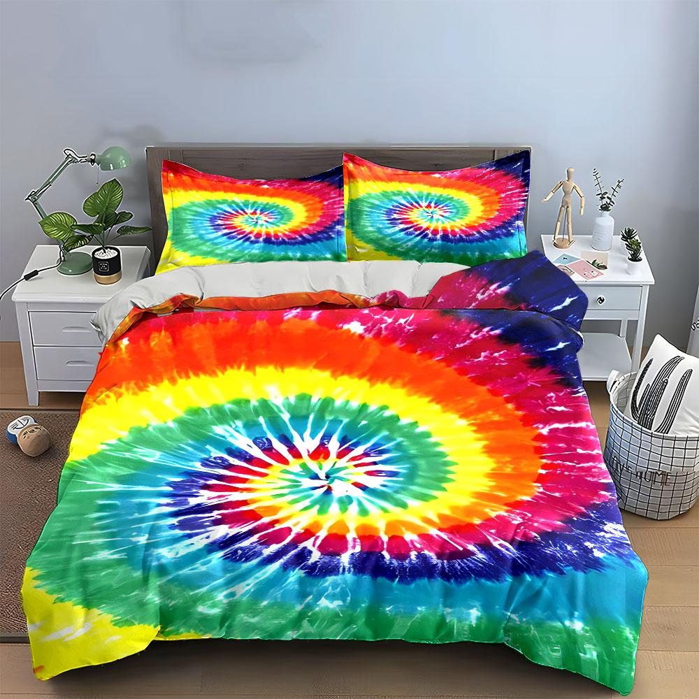 Rainbow spiral tie-dye. Bedding sets Duvet cover sets Duvet covers Pillowcases(1 * Duvet Cover 2 * Pillowcases without duvet insert)