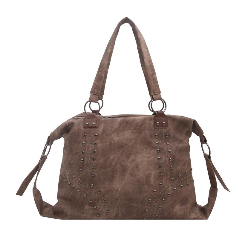 Women Fashion Rivet Large Capacity Shoulder Tote Bag Casual Daily Commute Underarm Bag