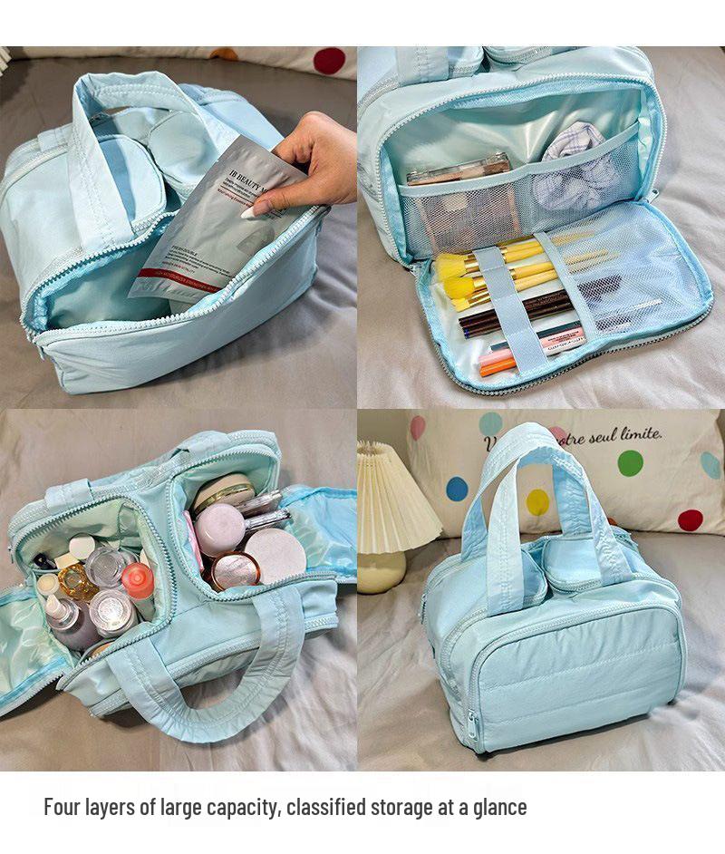 Large Capacity Portable Makeup Bag with Compartments for Skincare Products