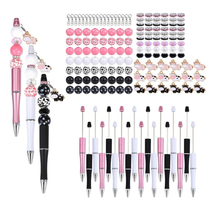 

18x DIY Pen Making Kits Cute Cow Beadable Pens Kits Beadable Ballpoint Pen Writing Pen Office Supplies for Student 1