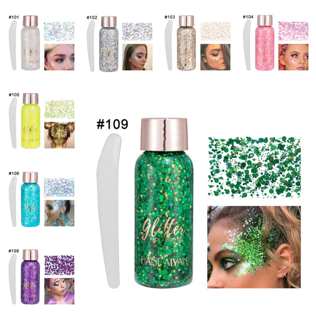 Set de 8 gels pailletés épais pour le visage et le corps, Ombre à paupières liquide holographique à paillettes scintillantes, Maquillage pour cheveux Sparkle pour festival, fête rave sur scène