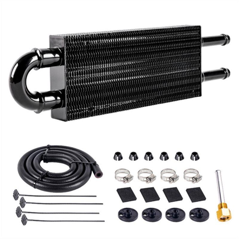Aluminum 2 Row Oil Cooler Kit Radiator Car Transmission Plate & Fin Oil Cooler Radiator Converter OSA020 чёрный