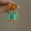 Silver needle resin oval pendant earrings medieval vintage earrings light luxury high-end temperament earrings