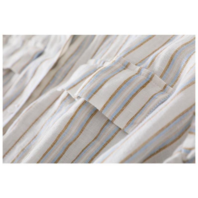 Luxury Summer Linen Dress with Stripes Thin and Comfortable High Quality Womens Fashion