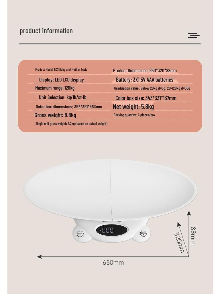 Digital Baby and Pet Weighing Scale - Electronic, In Stock, Ready to Ship