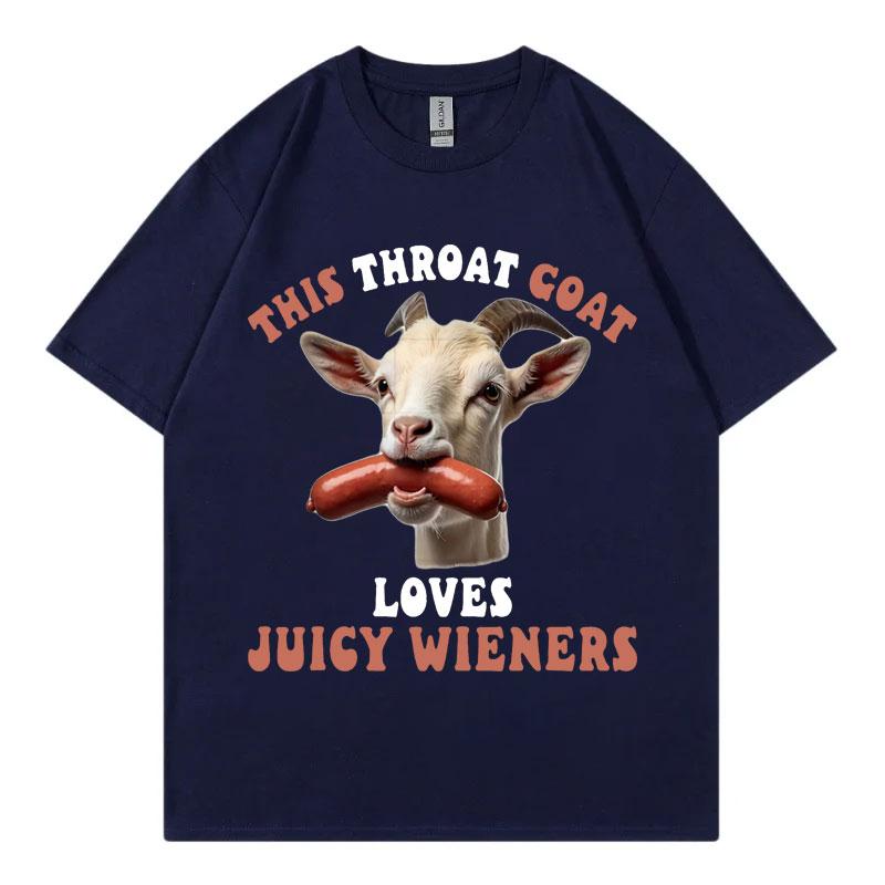 Questa Capra della Gola Ama Salsicce Succose Divertente Meme Maglietta Uomo Donna Moda Streetwear T-shirt Estiva Casual Ampia T-shirt
