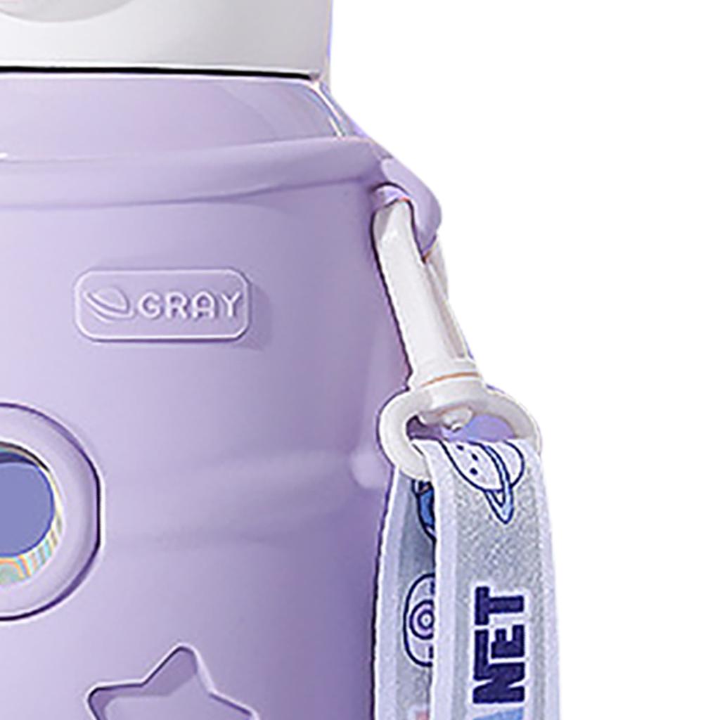 500ml Edelstahl Vakuumisolierbecher mit Deckel und Strohhalm Kinderbecher Flasche Lila